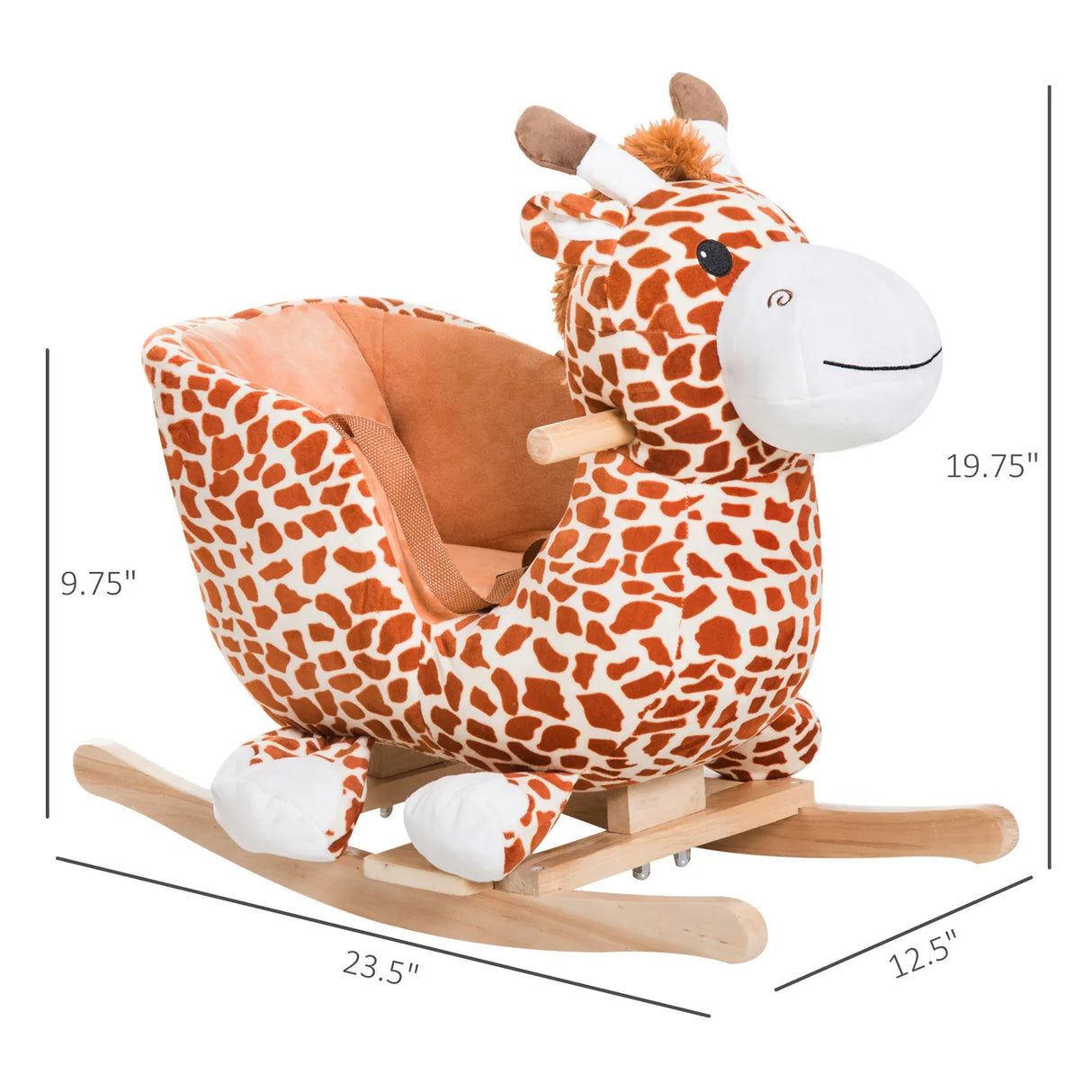 Plush Wooden Giraffe Kids Rocking Horse Toy Chair - Omega Lifestyles