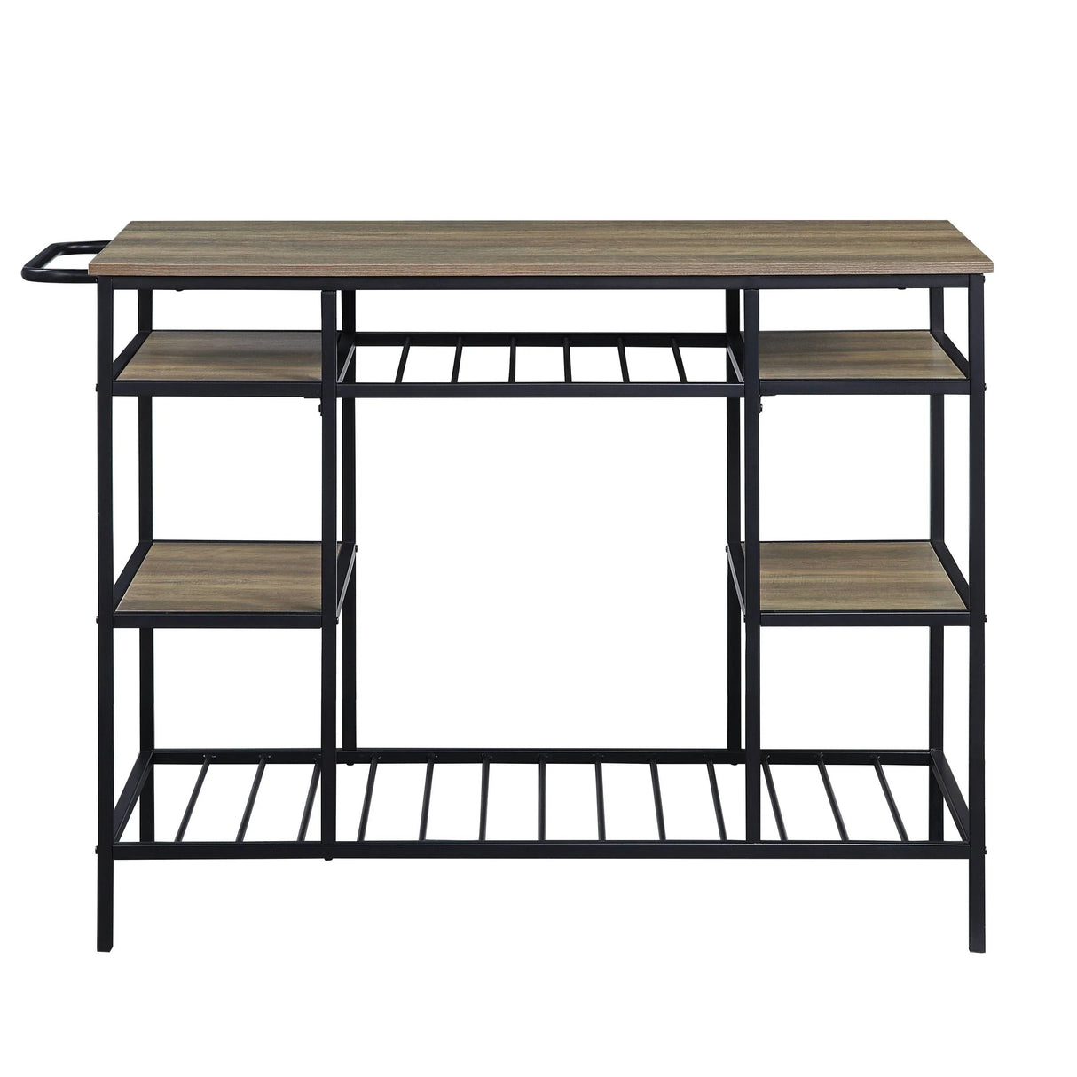 Rustic Oak Black Metal Frame Kitchen Island - Omega Lifestyles