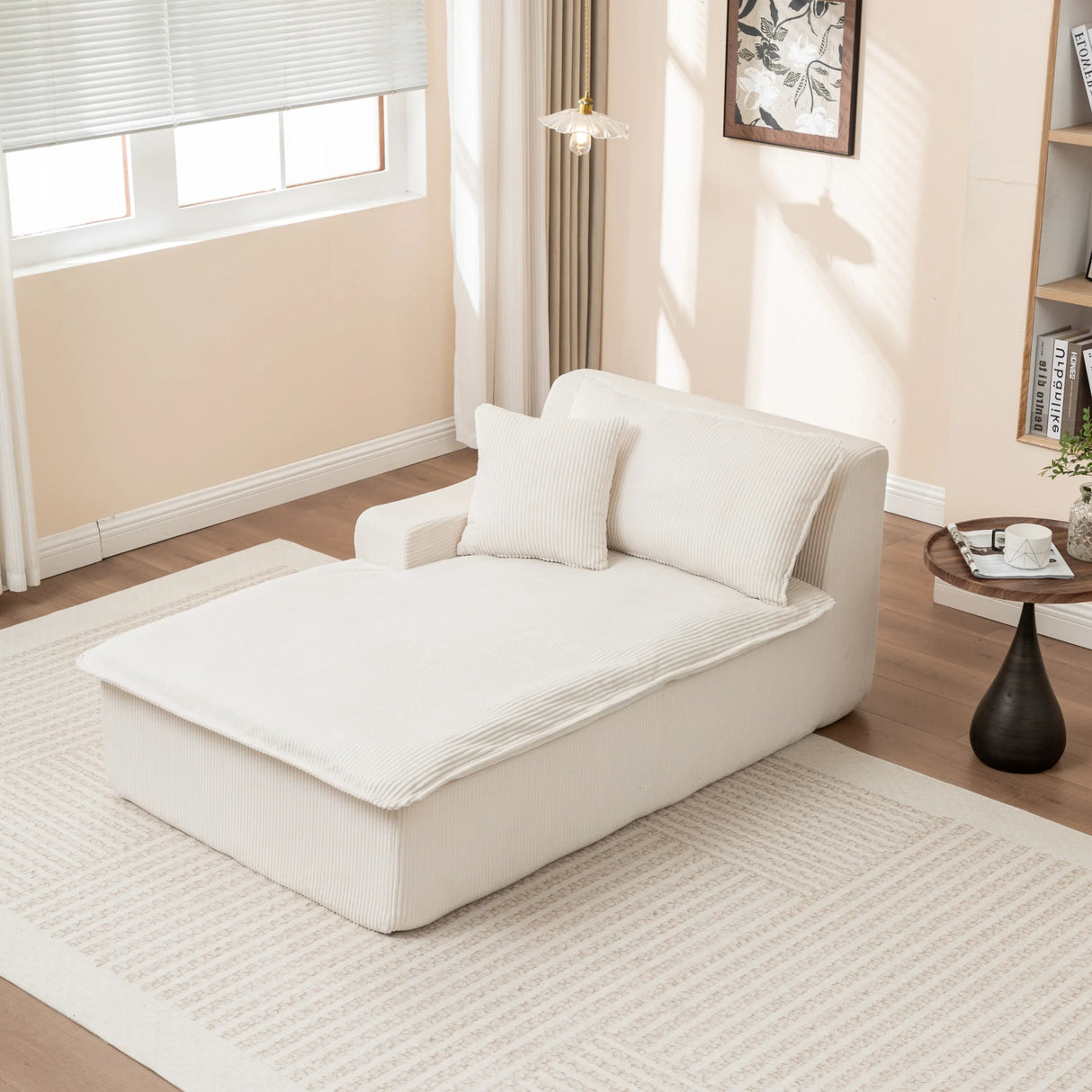 Corduroy Foam Right Armrest Chaise Lounge Chair - Omega Lifestyles