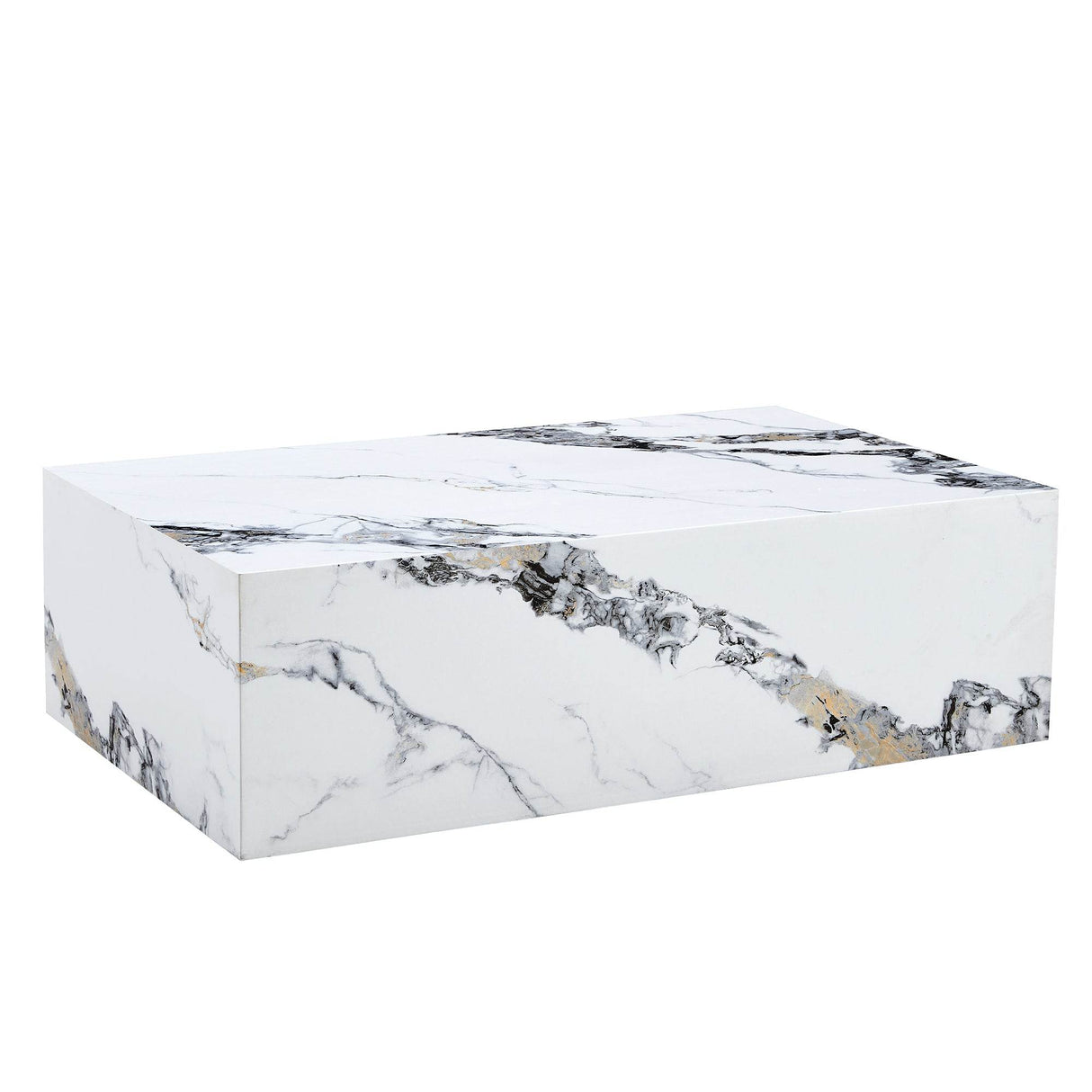 MDF Marble Pattern Modern White Coffee Table - Sleep Galleria