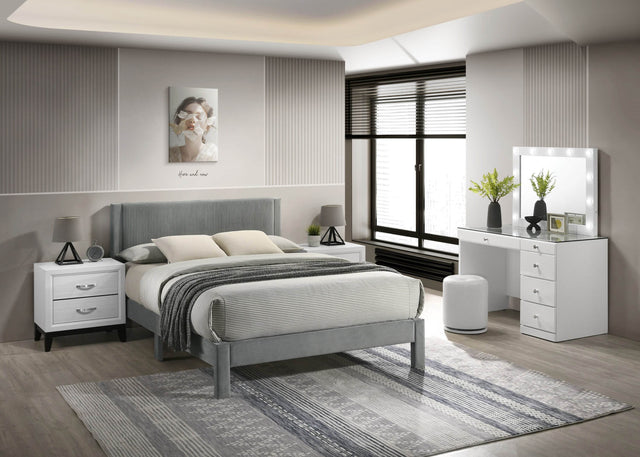 Contemporary Upholstered Ribbed Texture Full Bed Frame - Omega Lifestyles