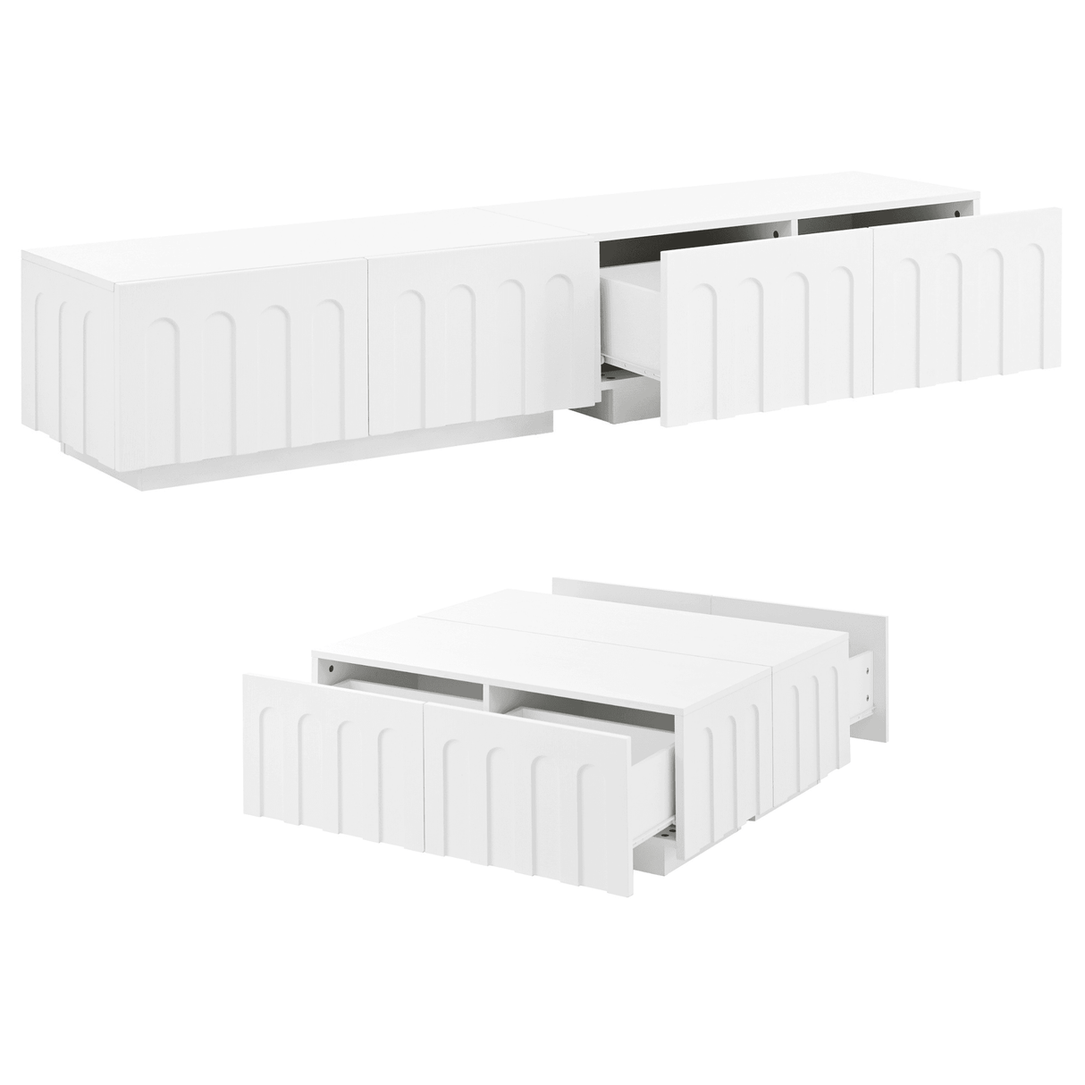 Elegant White MDF TV Stand And Coffee Table Set - Sleep Galleria