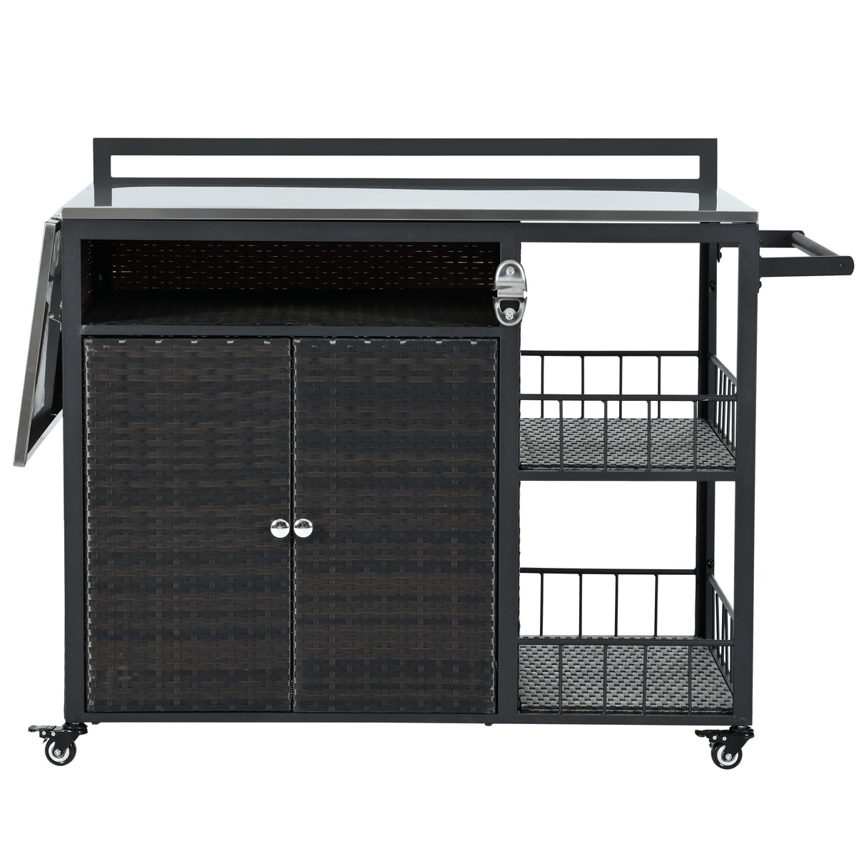 Multifunctional Outdoor Serving Cart With Foldable Tabletop