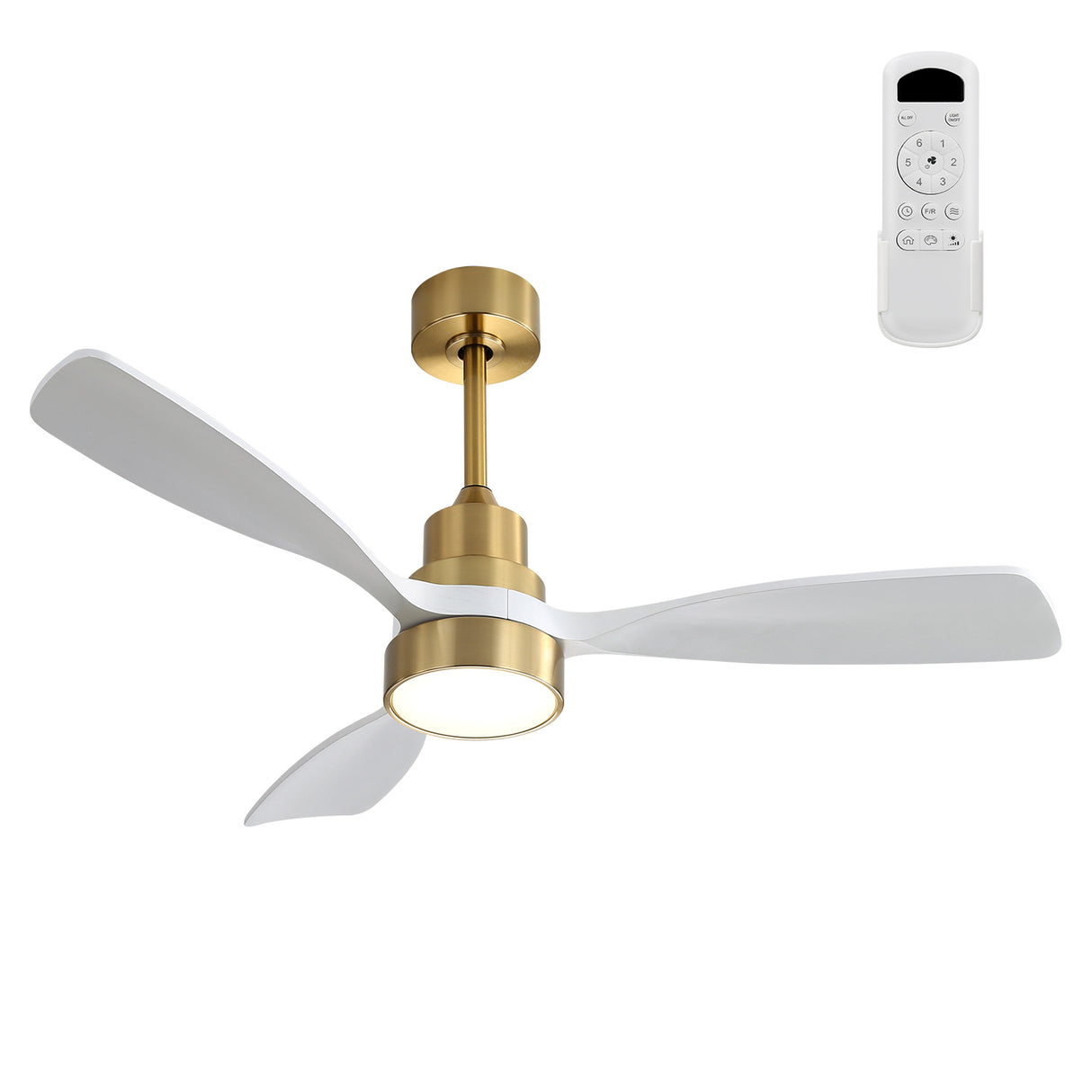 48-Inch Reversible DC Motor Wood Blade Ceiling Fan With Light