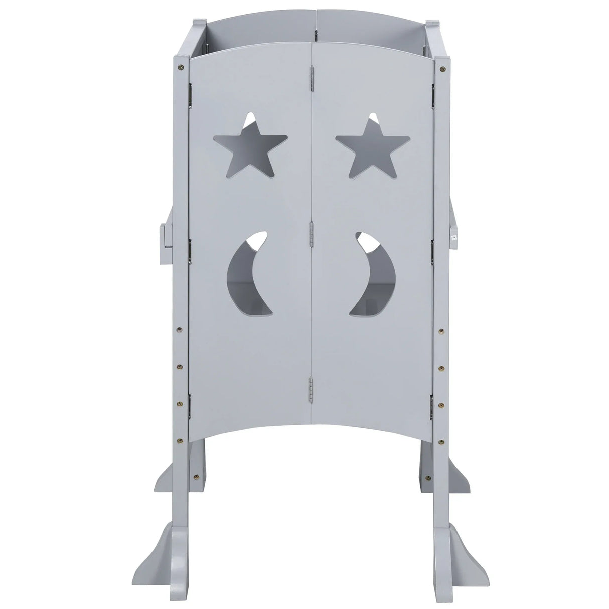 Foldable Wooden Kids Kitchen Step Stool With Safety Rail - Omega Lifestyles