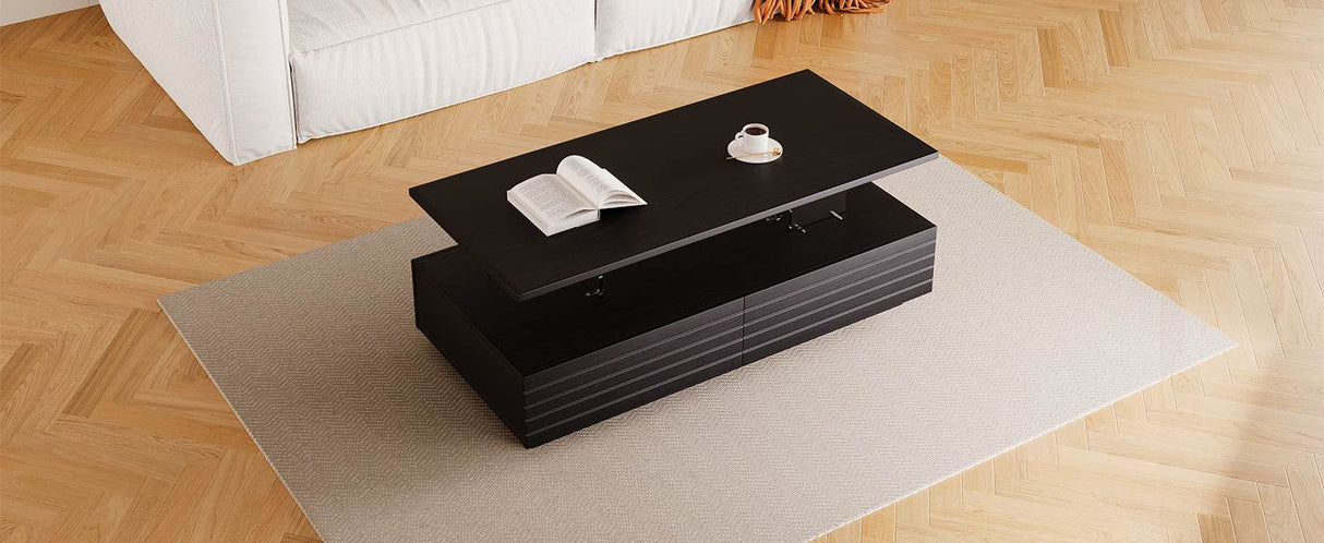 Modern Rectangular MDF Coffee Table With LED Lights - Sleep Galleria