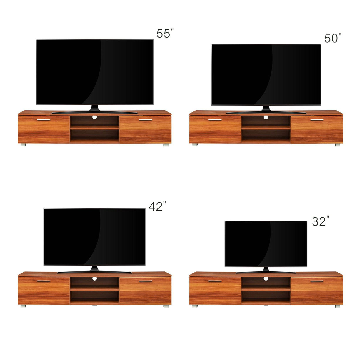 Walnut Mid-Century Media Console TV Stand - Sleep Galleria