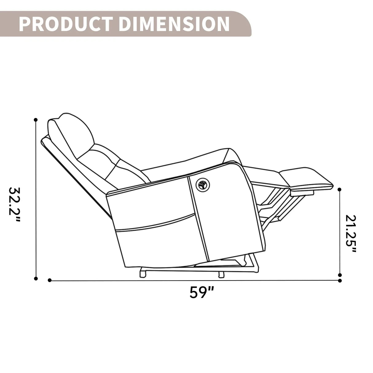 Khaki Chenille Medium-Firm Power Lift Massage Recliner Chair - Omega Lifestyles