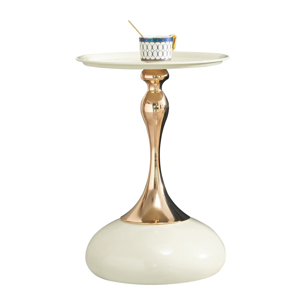 Modern Round Milk White Carbon Steel Side Table - Omega Lifestyles