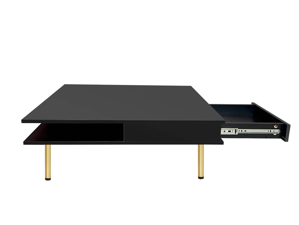 High Gloss Black Coffee Table With Drawers - Omega Lifestyles
