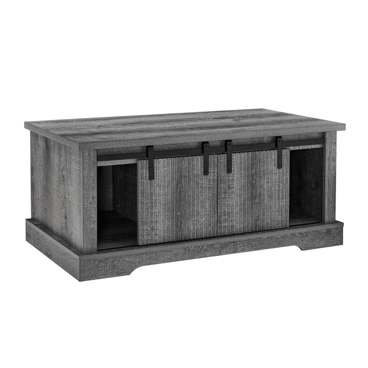 Rustic Grey MDF Sliding Barn Door Coffee Table - Omega Lifestyles