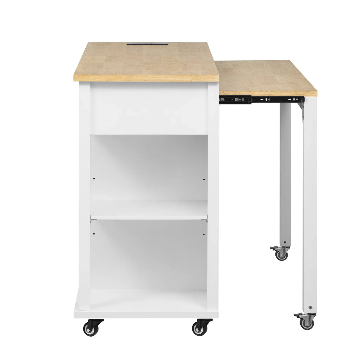 47-Inch Extendable Rubber Wood Veneer Kitchen Island - Omega Lifestyles