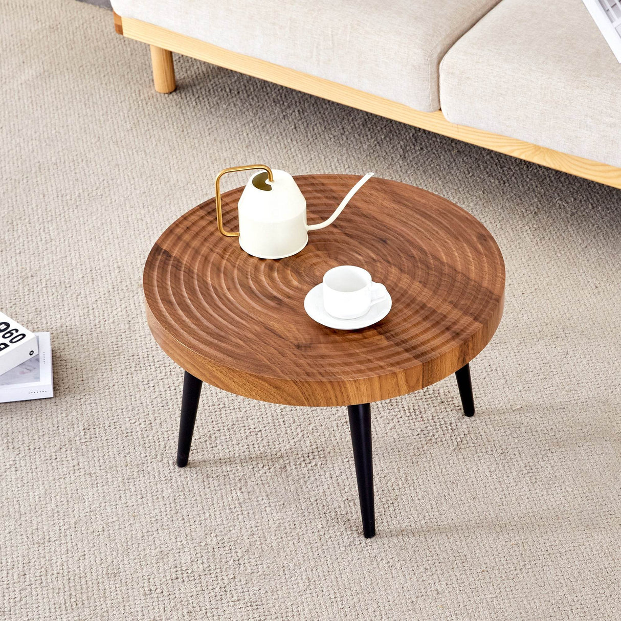 Natural Wood Grain Texture Round Coffee Table - Sleep Galleria
