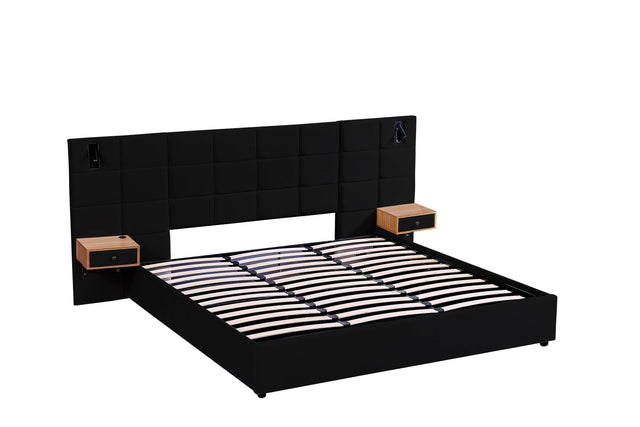 King Velvet Upholstered Hydraulic Storage Platform Bed Frame - Omega Lifestyles