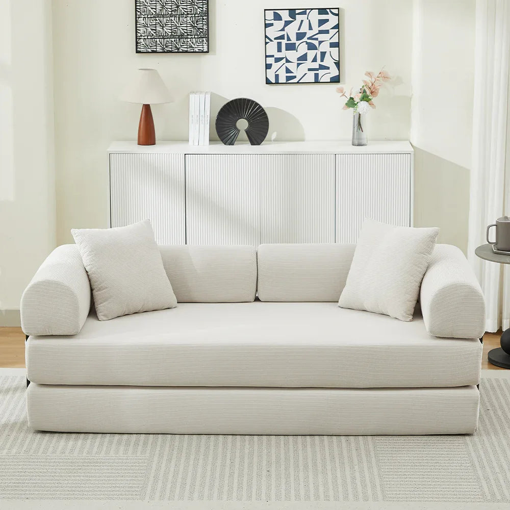 Corduroy Folding Sofa Bed With Foam Spring Mattress - Omega Lifestyles