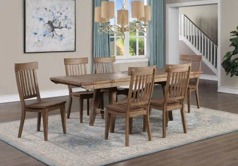 7-Piece Distressed Wood Modern Ranch Dining Set - Omega Lifestyles