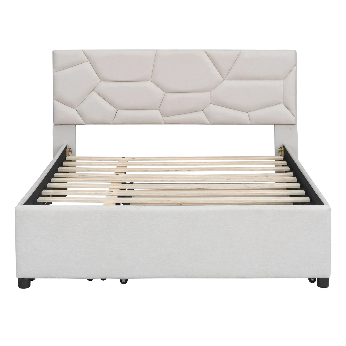 Full Upholstered Platform Bed With Trundle And Drawers Full - Omega Lifestyles