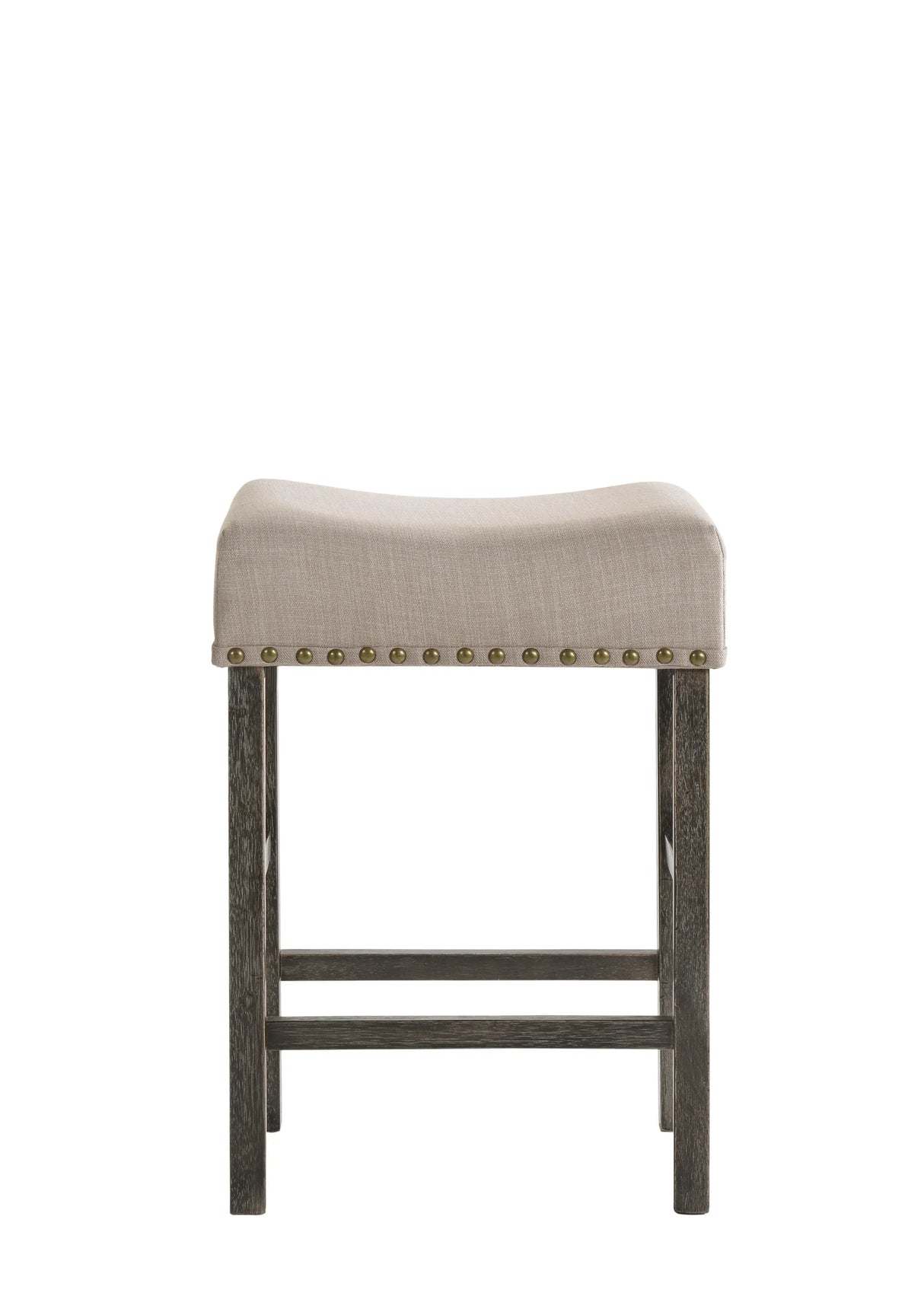 Set of 2 Tan Linen Gray Synthetic Wood Counter Height Stools - Omega Lifestyles