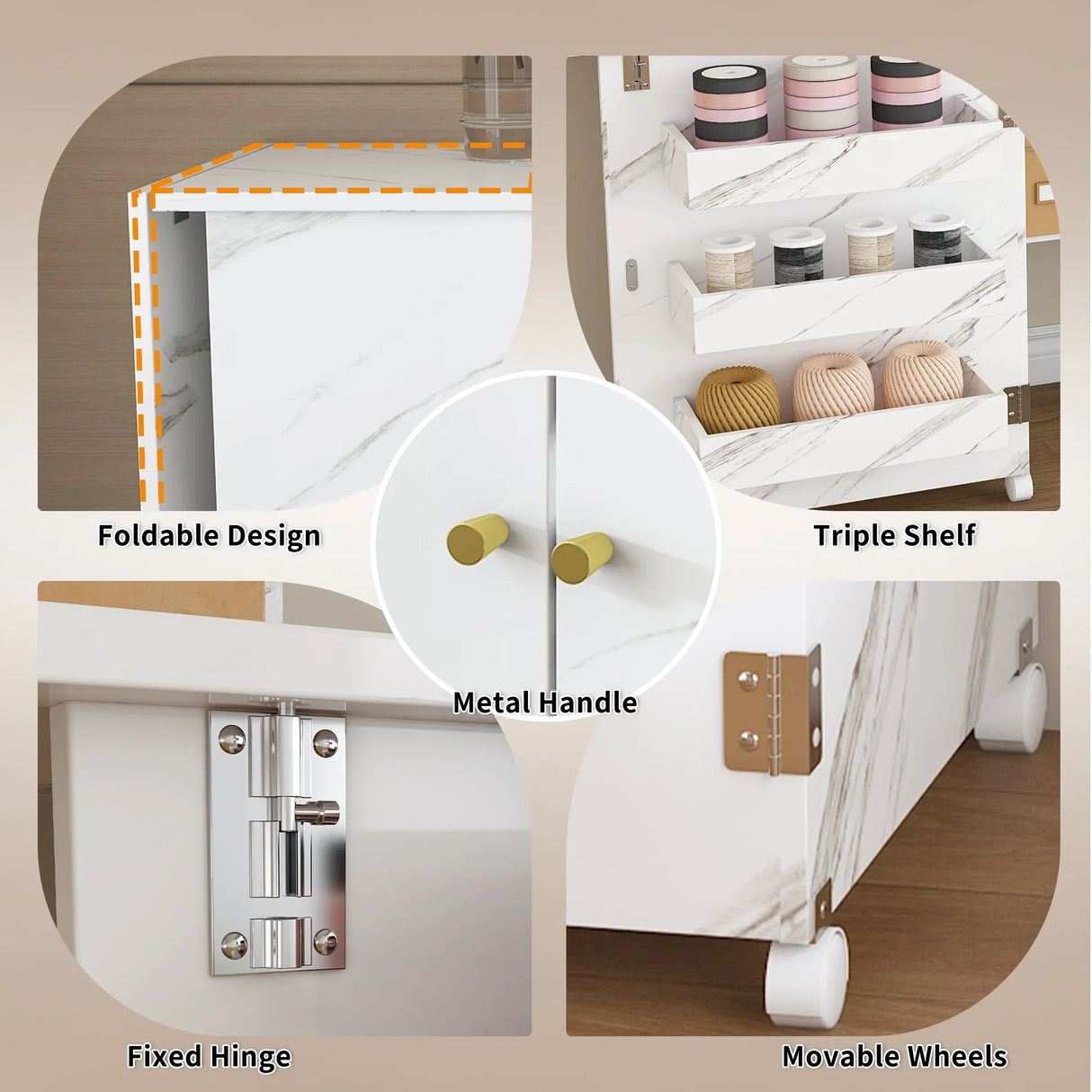 Foldable Adjustable Sewing Machine Table With Storage Cabinet - Omega Lifestyles