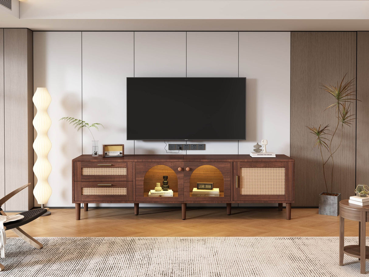 Rattan-Inspired Media Console TV Stand With Storage - Sleep Galleria