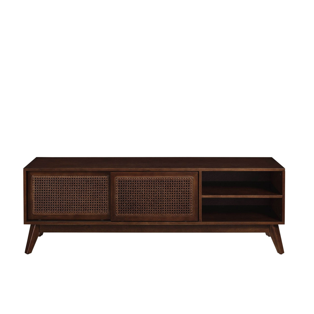 59-Inch Mid Century Modern Rattan TV Stand Cabinet - Sleep Galleria