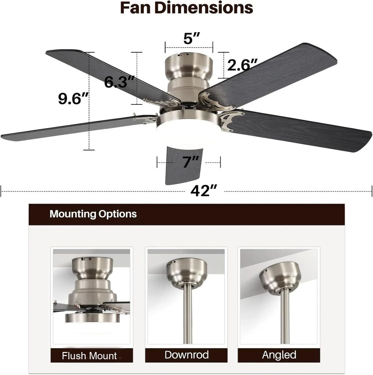 42-Inch Modern Energy-Efficient DC Motor Ceiling Fan With LED Light - Omega Lifestyles