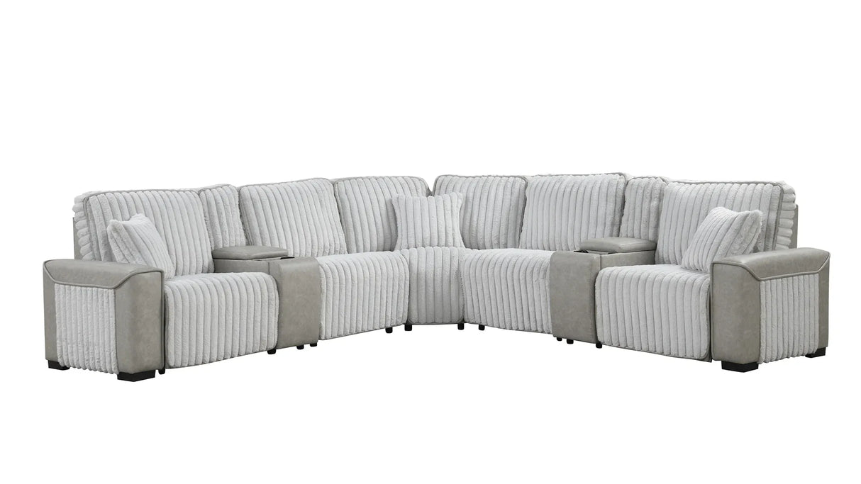Power Reclining Modern Corduroy Sectional Sofa With Console - Omega Lifestyles