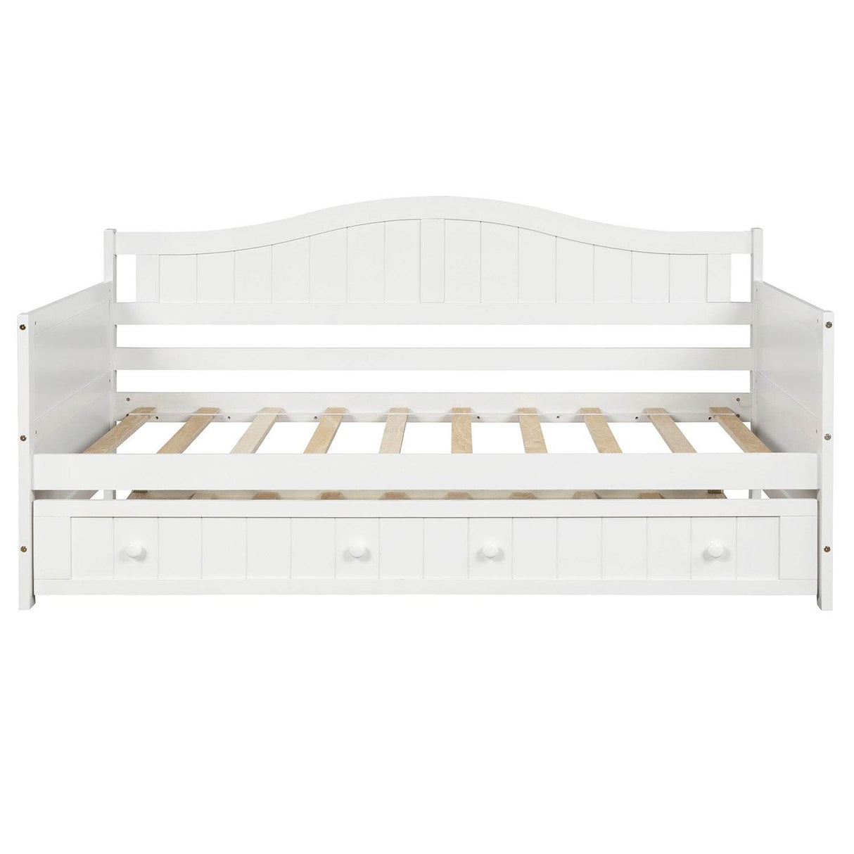Twin White Solid Wood Cottage Style Daybed With Trundle - Omega Lifestyles