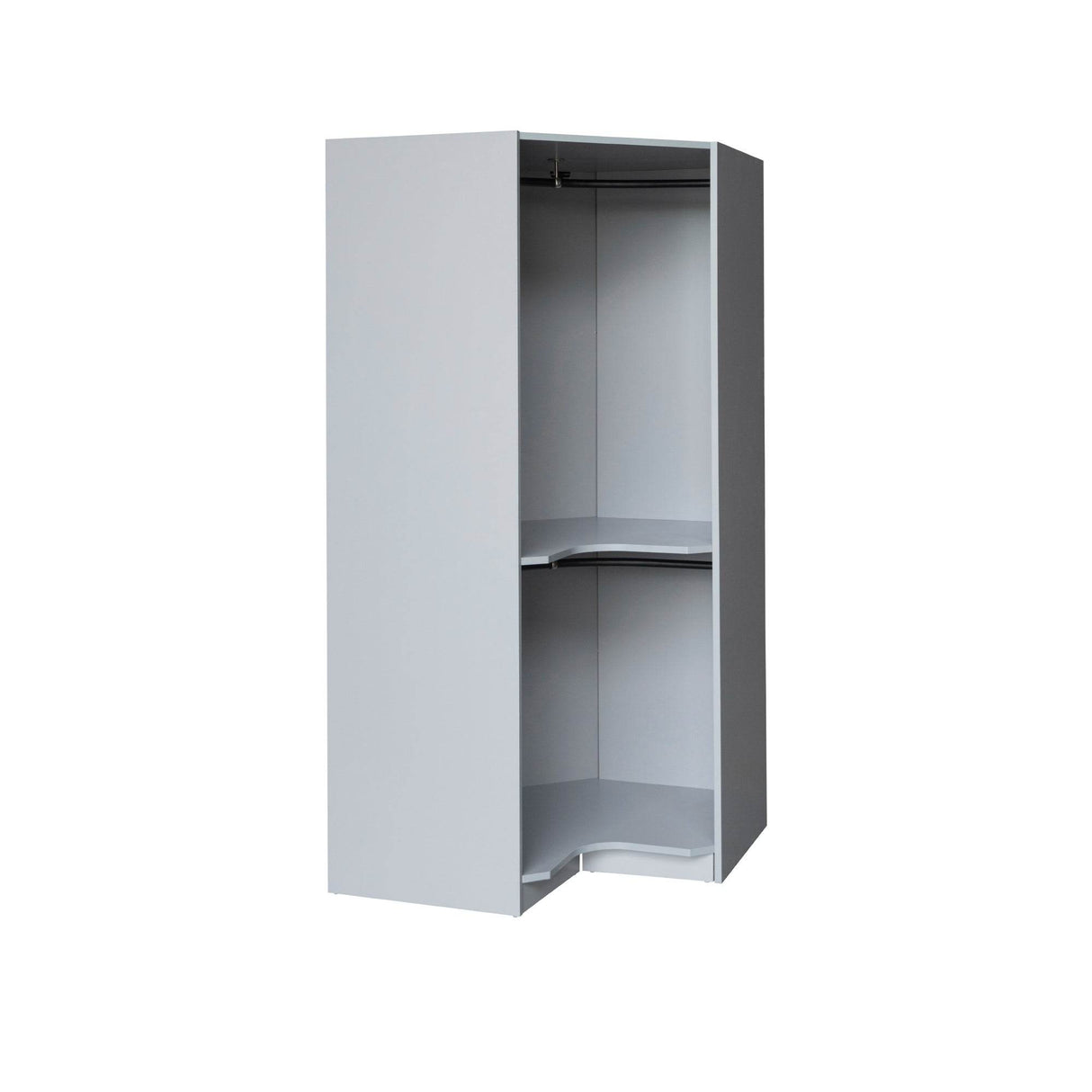 Polygon Corner Space-Saving Gray Particle Board Wardrobe - Omega Lifestyles