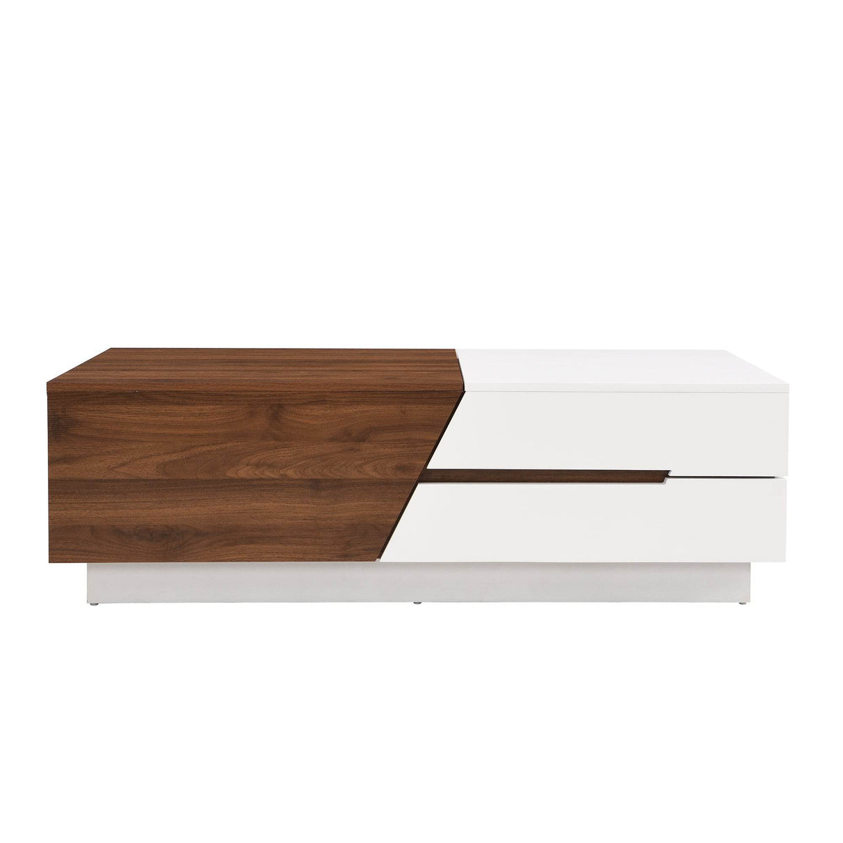 Modern Extendable Sliding Top White Walnut Coffee Table - Sleep Galleria