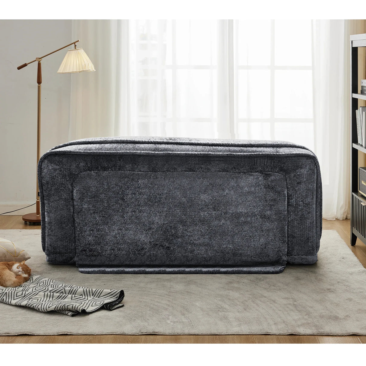 Convertible Adjustable Chenille Loveseat Lazy Sofa Bed - Omega Lifestyles