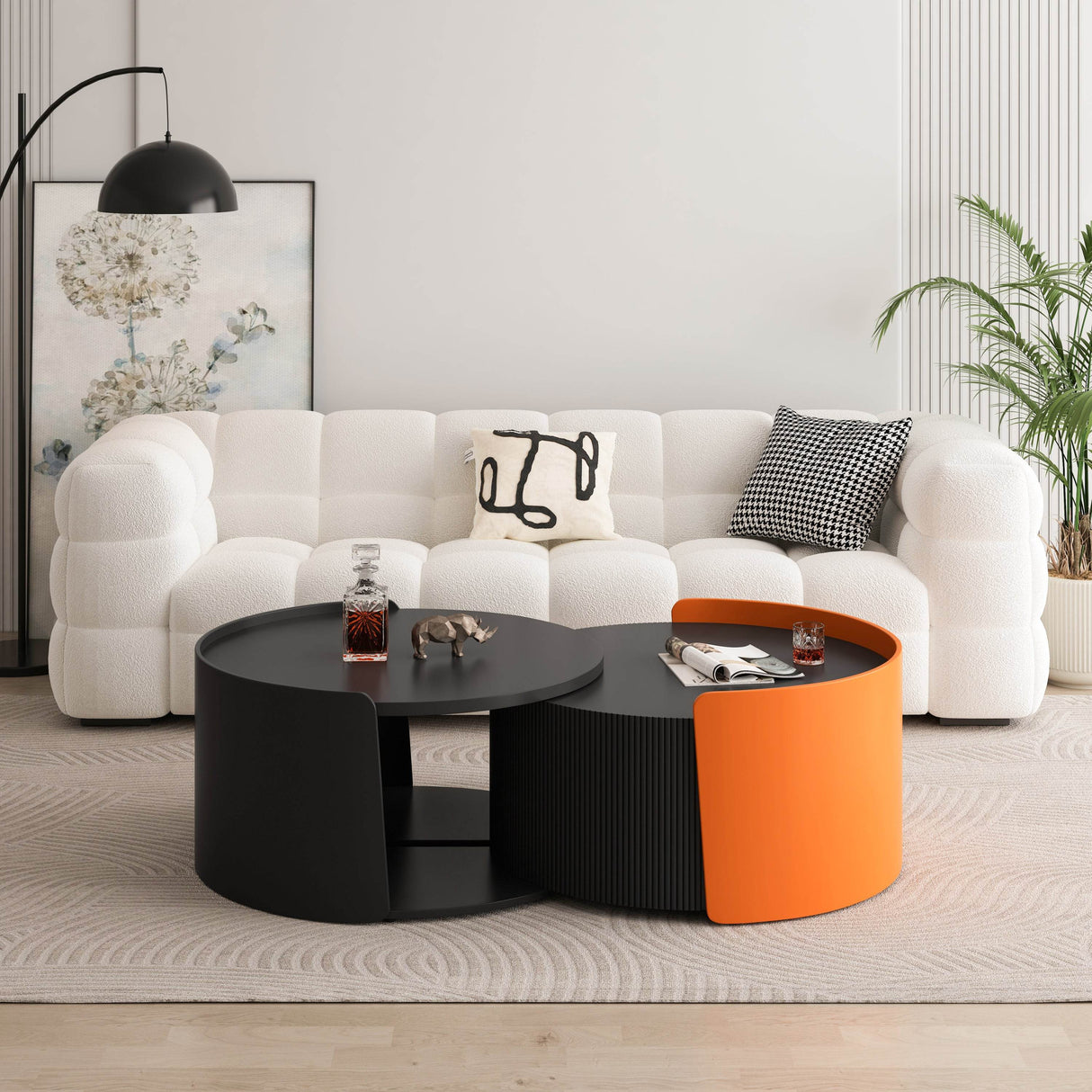 Modern Round Nesting Coffee Table With Storage - Sleep Galleria