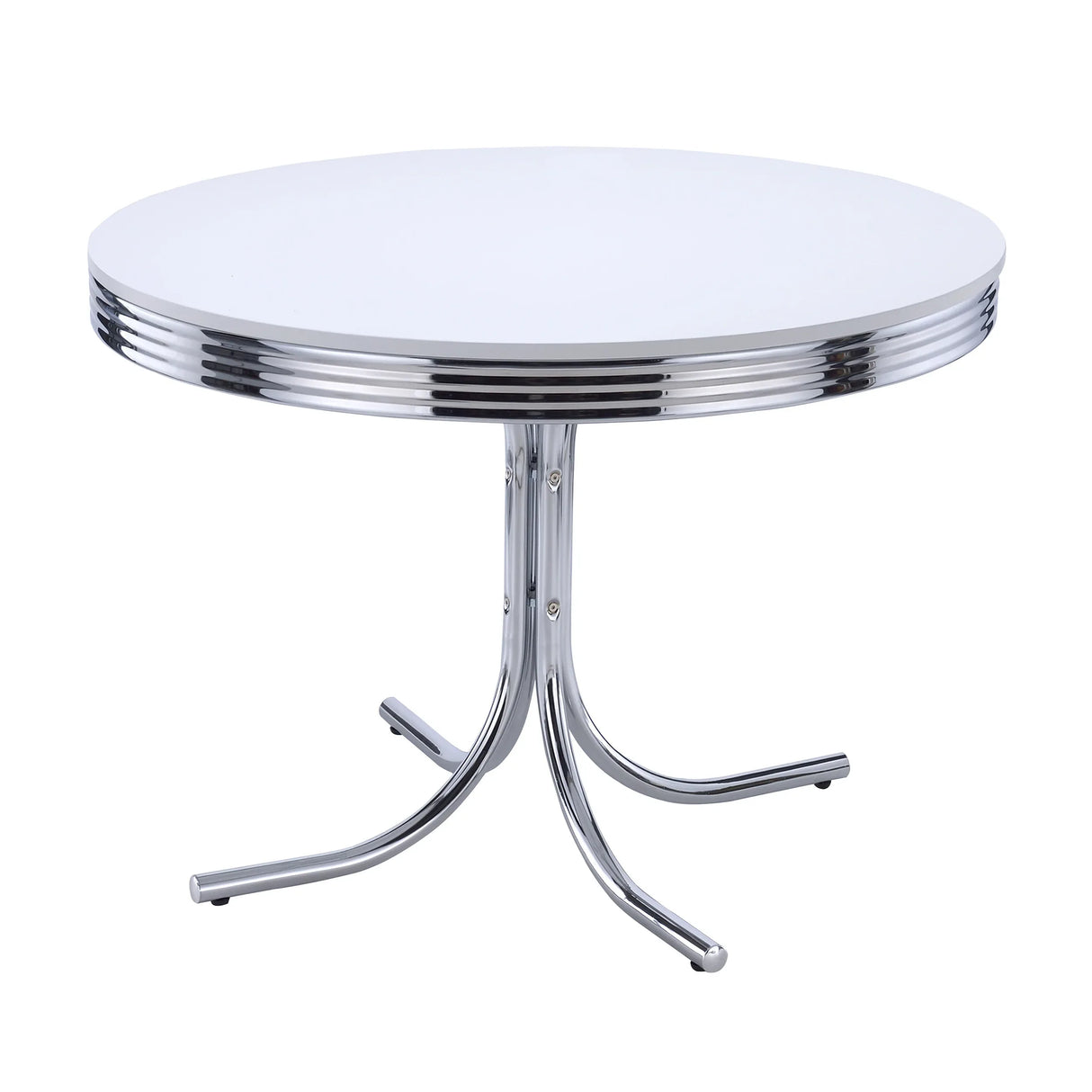 White Metal Round Dining Table And Chair Set - Omega Lifestyles
