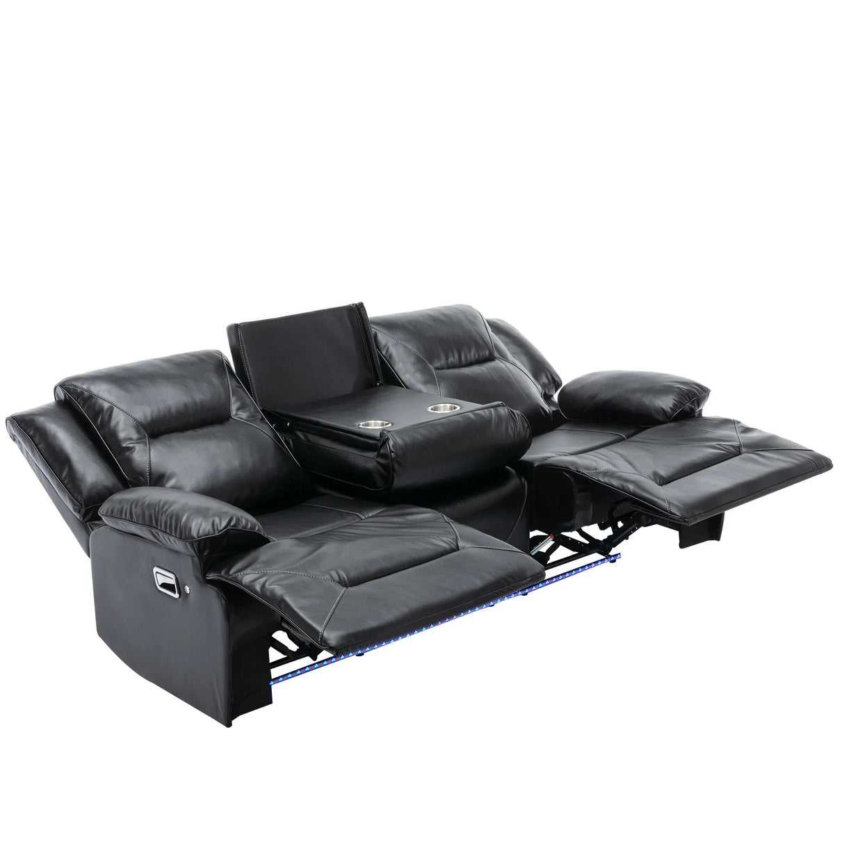 3-Seater Manual Recliner Chair Leather Gel With LED Lights - Omega Lifestyles