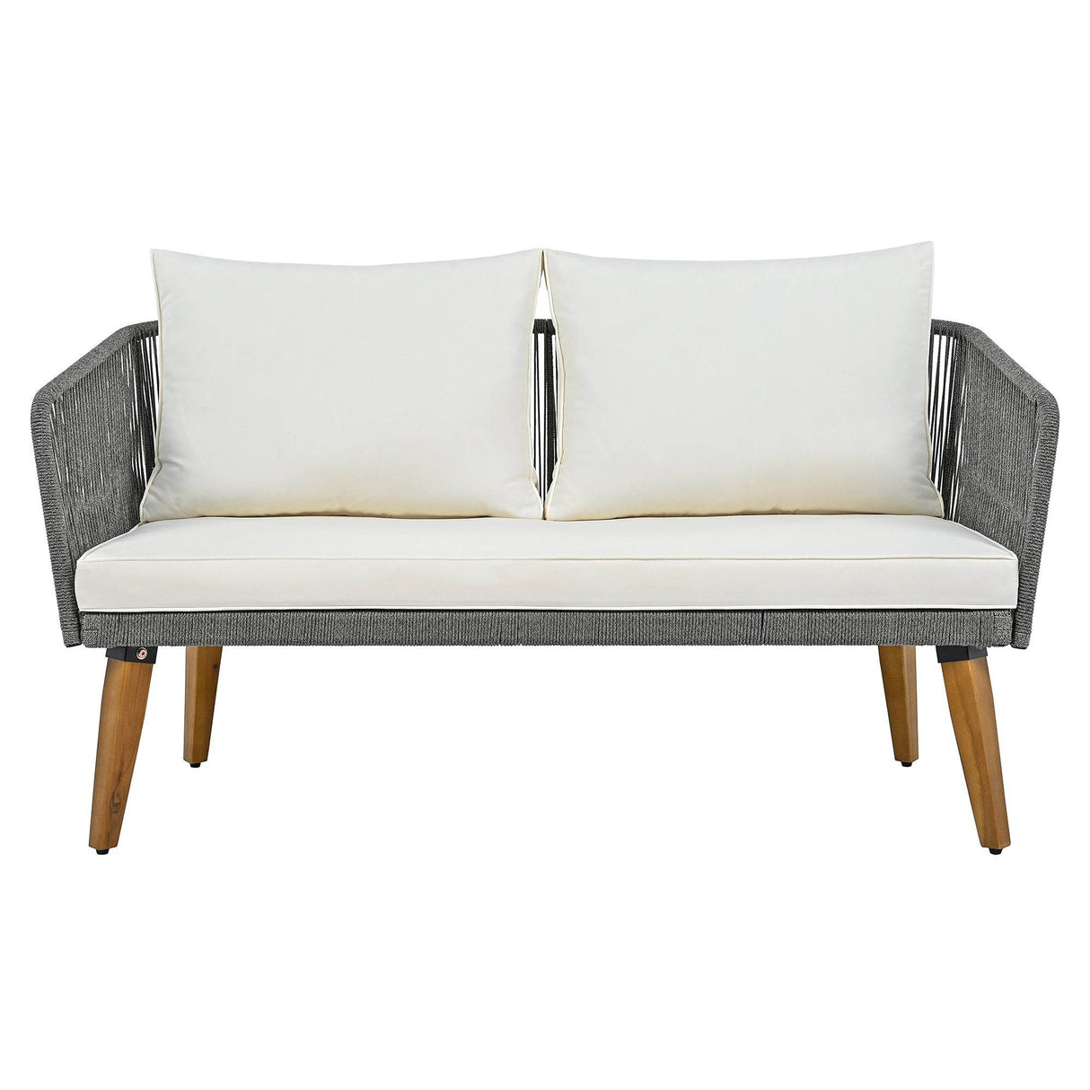 4-Piece Mid-Century Modern Woven Rope Patio Furniture Set - Omega Lifestyles