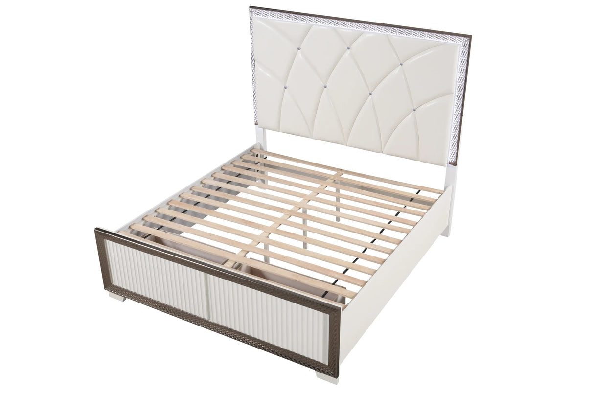 Modern Tufted Wood Bed Frame With LED Lighting - Omega Lifestyles