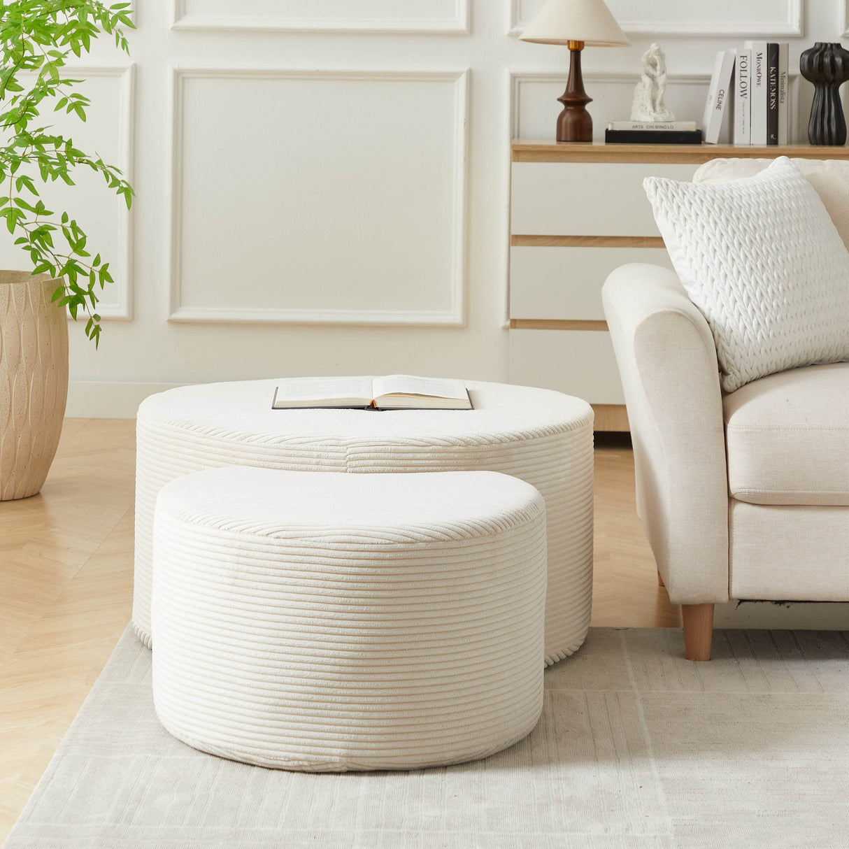 Set of 2 Upholstered Foam Ottoman Coffee Tables - Sleep Galleria