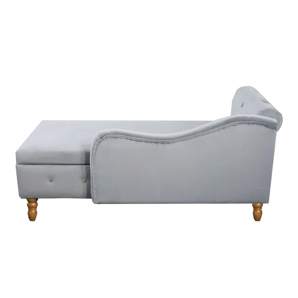 Classic Velvet Storage Chaise Lounge With Pillow - Omega Lifestyles