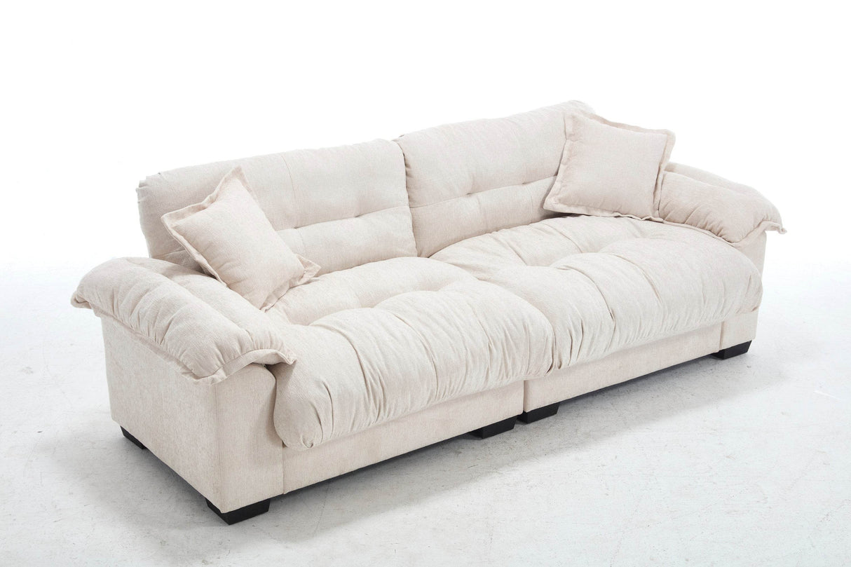 Casual 3-Seater Chenille Pleated Sofa - Omega Lifestyles