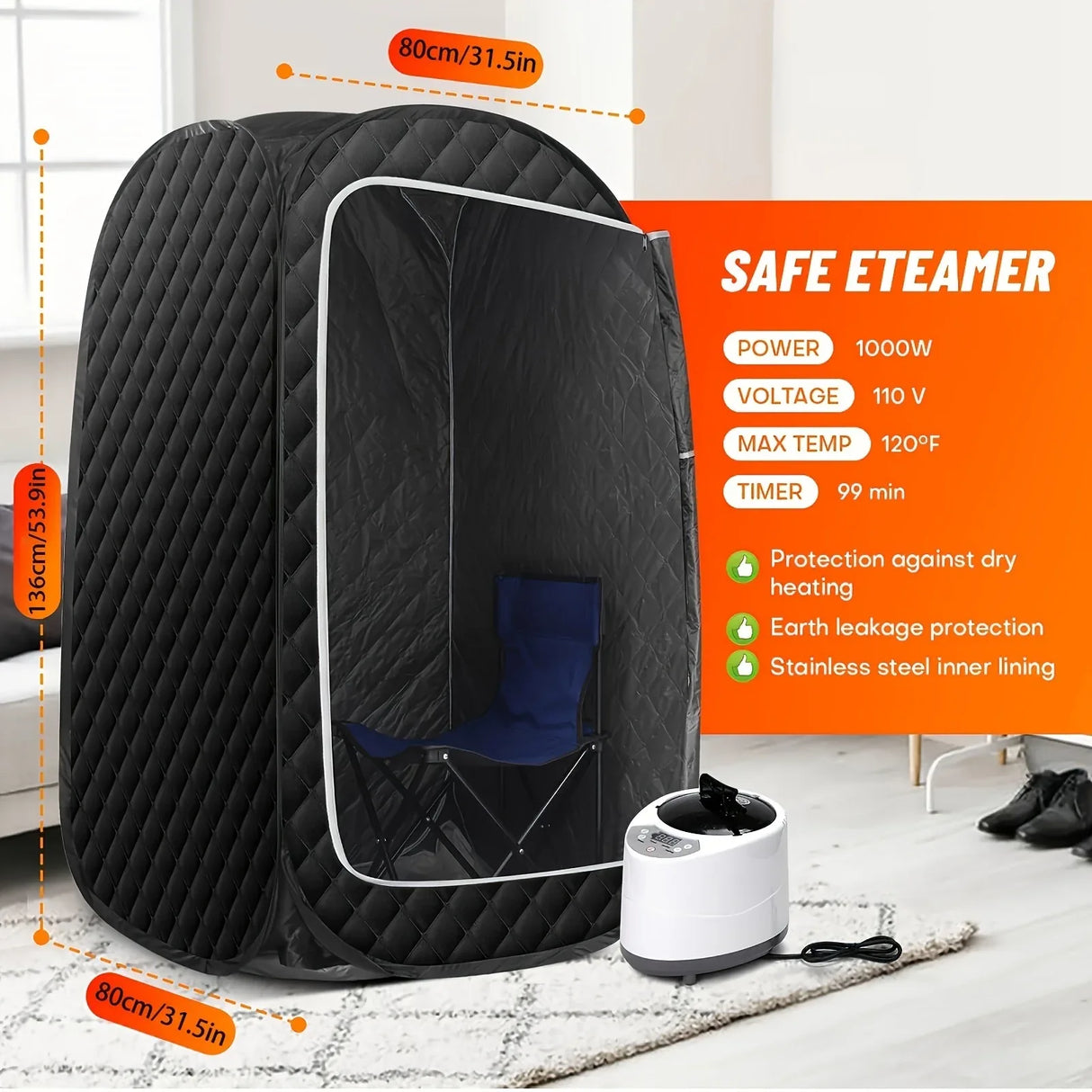 Portable Foldable Home Steam Sauna With Remote Control - Omega Lifestyles