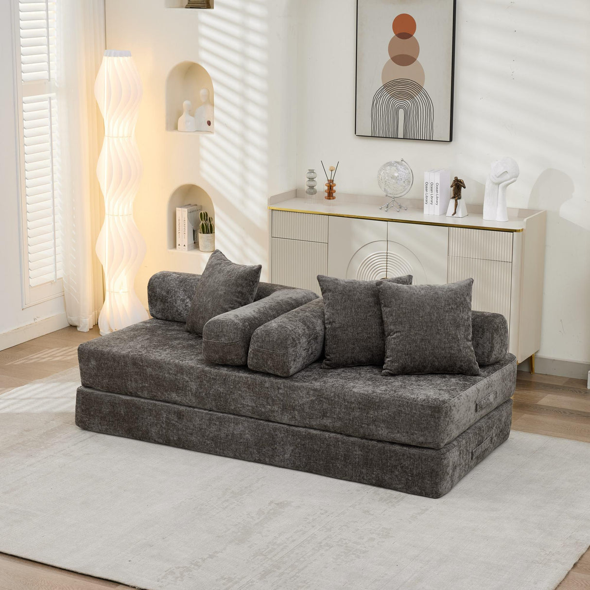 Comfy Convertible Chenille Folding Floor Sofa Bed - Omega Lifestyles