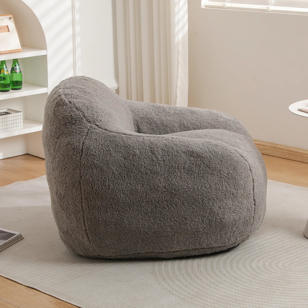 Memory Foam Teddy Fabric Bean Bag Chair With Armrests - Omega Lifestyles