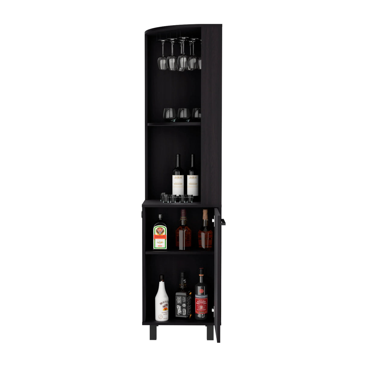 Modern Black MDF Corner Bar Cabinet With Wine Rack - Omega Lifestyles