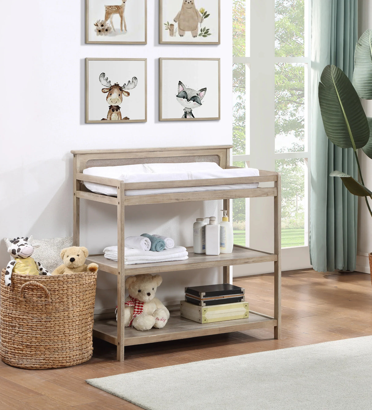 Grayson Solid Wood Nursery Changing Table With Storage Shelves - Omega Lifestyles