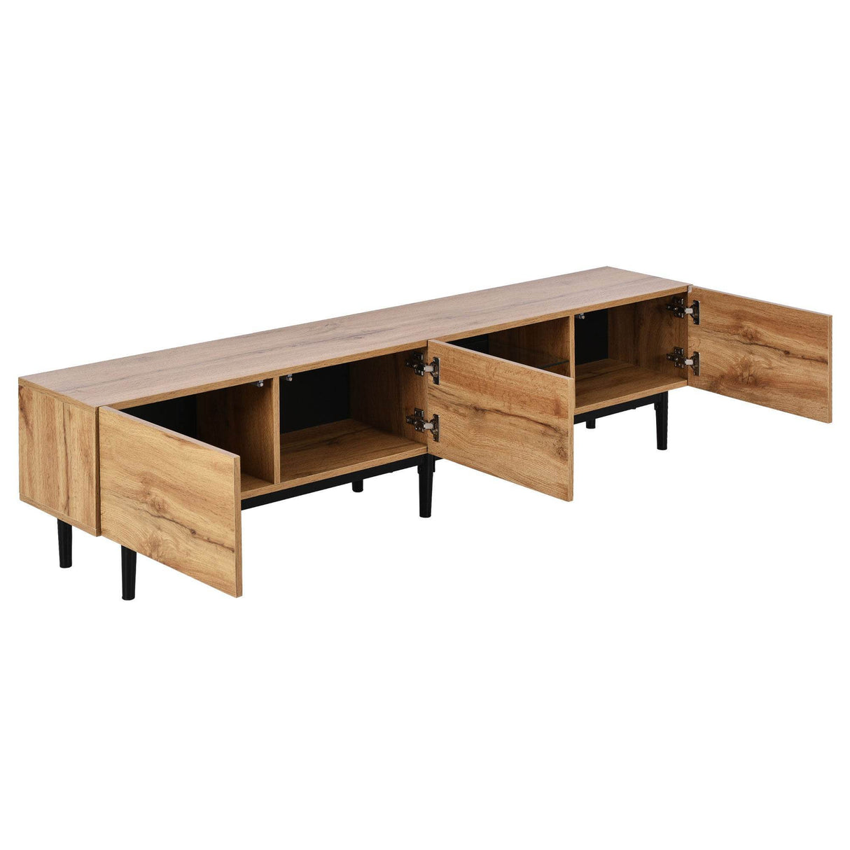 Modern LED Wood Tone TV Stand With Storage - Sleep Galleria