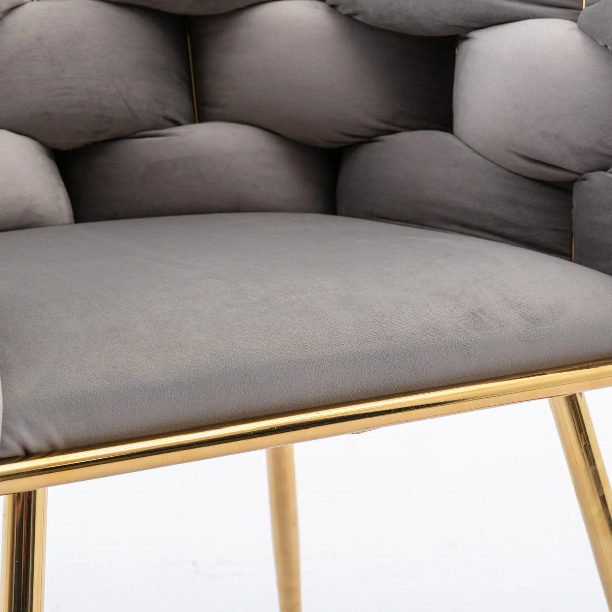 Modern Gray Velvet Accent Chair With Gold Legs - Omega Lifestyles