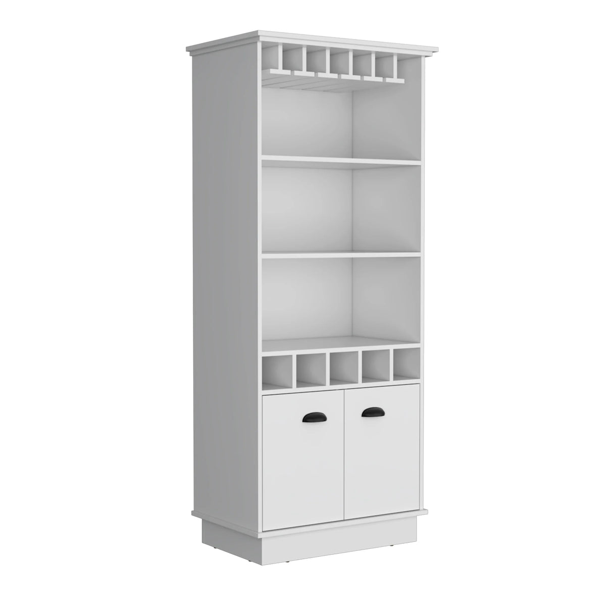 Modern White 70-Inch High Glass Door Bar Cabinet - Omega Lifestyles