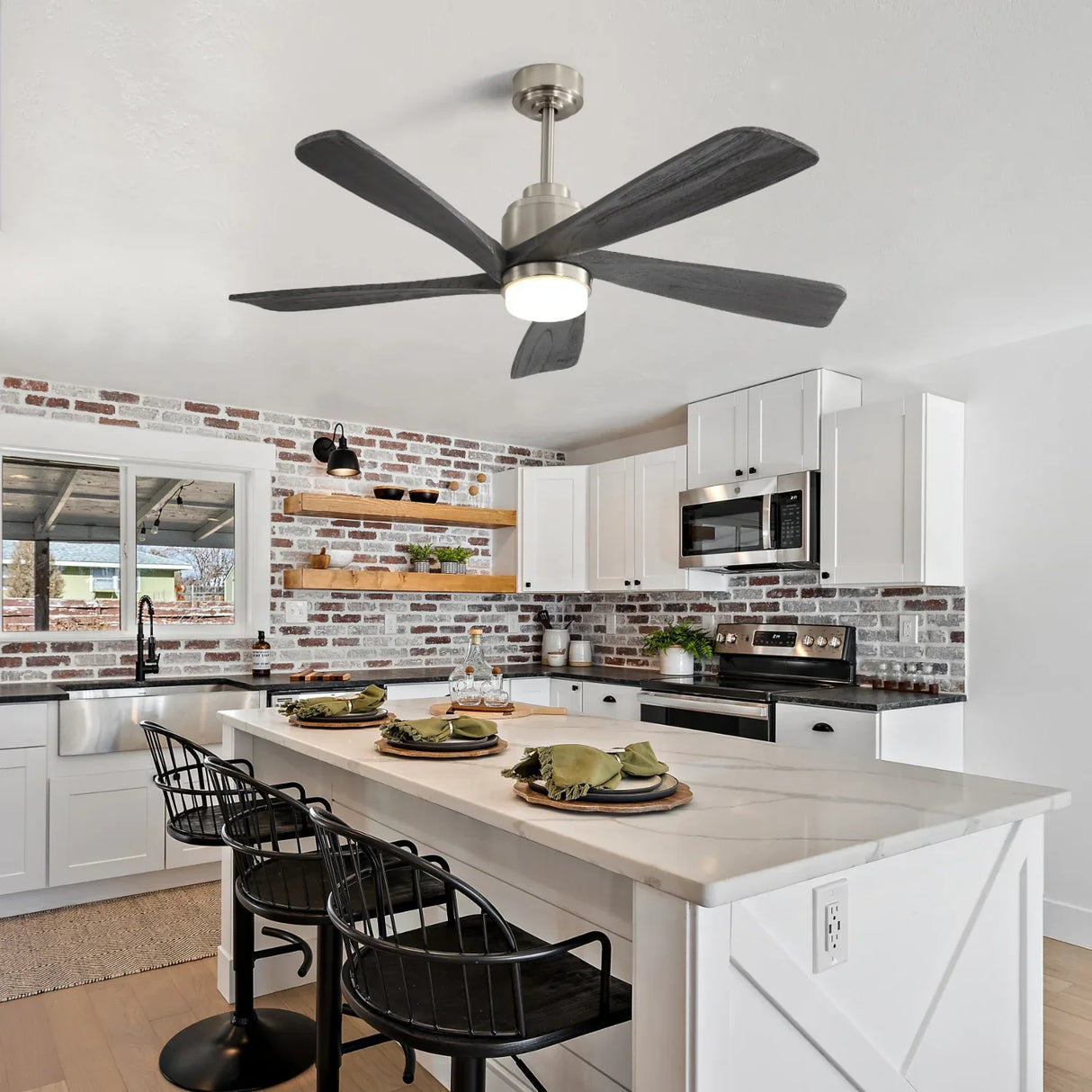 52-Inch Modern Ceiling Fan With Dimmable LED Light - Omega Lifestyles