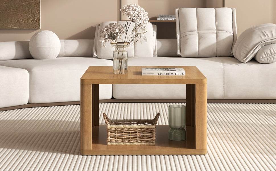 Natural Farmhouse Square Coffee Table With Storage - Sleep Galleria