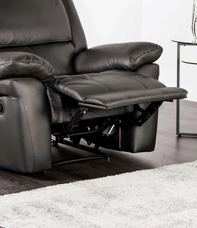Transitional Black Leather Match Manual Recliner Chair - Omega Lifestyles
